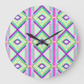 Grande Horloge Ronde Colorful Geometric Boho Pattern (Recto)