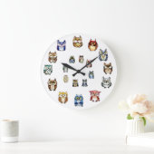 Grande Horloge Ronde Colorful owls (Maison)