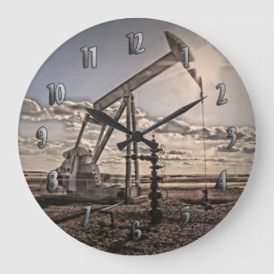Grande Horloge Ronde Colorful Pumping Unit at Sunset Clock