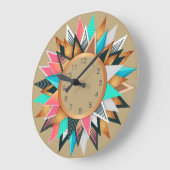 Grande Horloge Ronde Colorful Southwestern Modern Geometric Pattern (Angle)