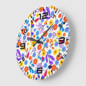 Grande Horloge Ronde Colourful Exotic Floral Pattern-23165 (Angle)