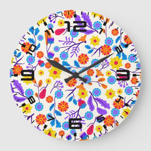 Grande Horloge Ronde Colourful Exotic Floral Pattern-23165 (Recto)