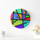Grande Horloge Ronde Colourful Geometric 80s Memphis (Maison)