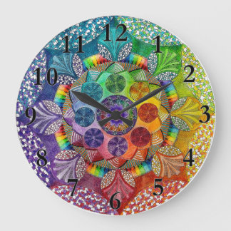 Grande Horloge Ronde Colourful Mandala Wall Clock