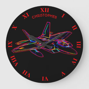 Grande Horloge Ronde Combattant au néon de discrétion d'avion de guer