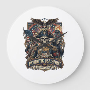 Grande Horloge Ronde Commandant de crâne colonial patriotique Dark Patr