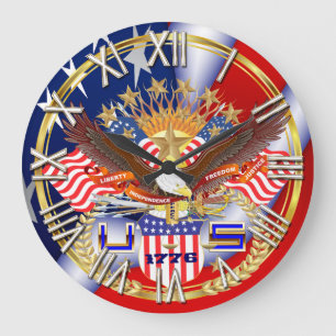 Grande Horloge Ronde Commentaires patriotiques ou de vétéran de la