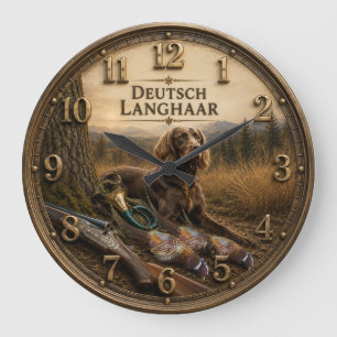 Grande Horloge Ronde Compagnon de chasse Pointer allemand à poil long