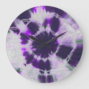 Grande Horloge Ronde Composition #1 en colorant de cravate par Michael