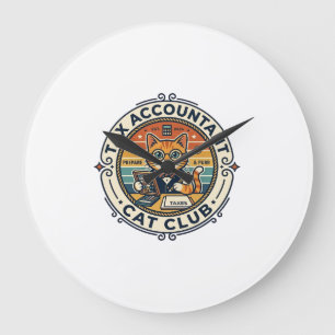 Grande Horloge Ronde Comptable fiscal chat mignon kitty design - Compte