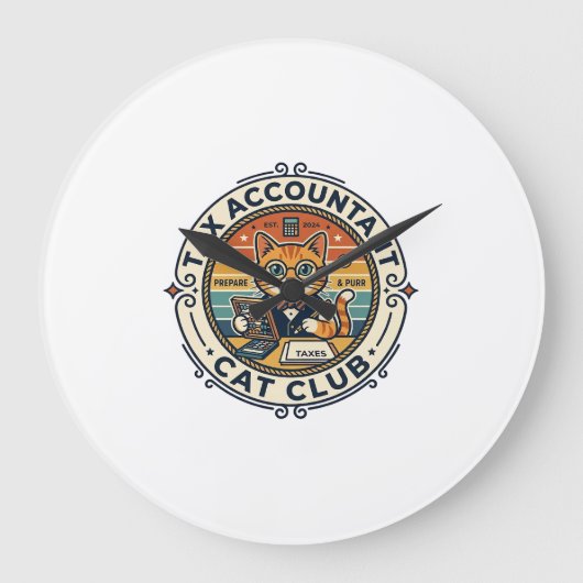Grande Horloge Ronde Comptable fiscal chat mignon kitty design - Compte (Recto)