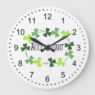 Grande Horloge Ronde Comptable Shamrock vert Oval