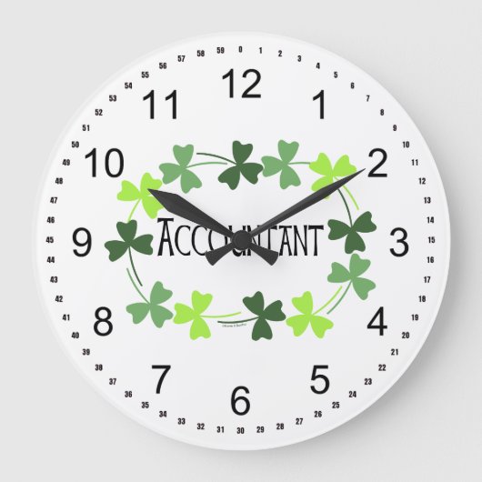 Grande Horloge Ronde Comptable Shamrock vert Oval (Recto)