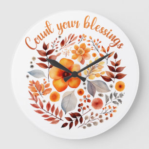 Grande Horloge Ronde Comptez vos bénédictions – Couronne florale d'auto