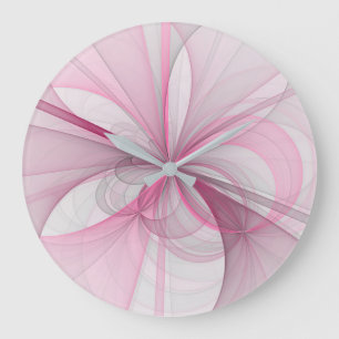 Grande Horloge Ronde Conception Abstraite de fractal rose pâle moderne