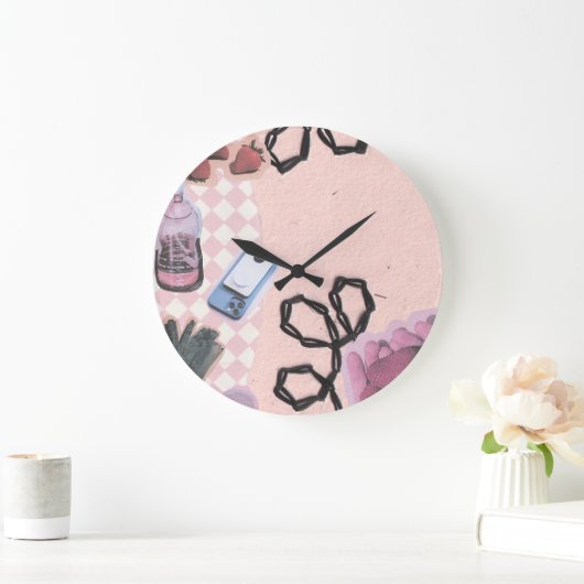 Grande Horloge Ronde Conception abstraite esthétique-rose (Maison)