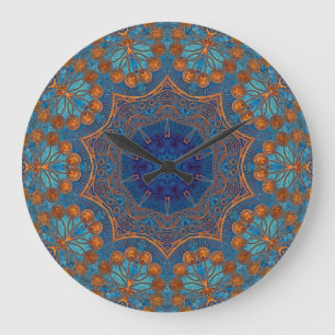 Grande Horloge Ronde Conception bleue de cuivre