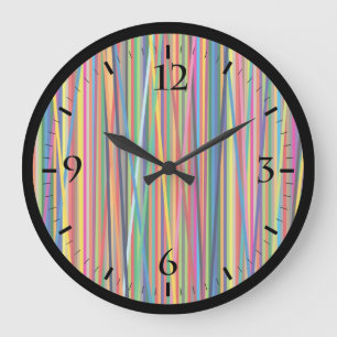 Grande Horloge Ronde Conception de bandes abstraites colorées