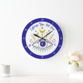 Grande Horloge Ronde Conception de Boho Métaphysique Oeil Cosmique Pers (Maison)