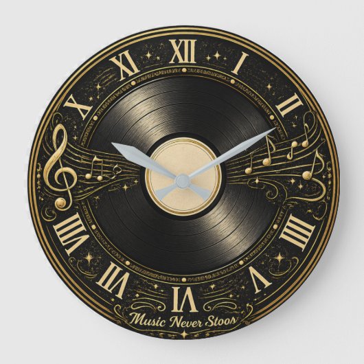 Grande Horloge Ronde Conception de cadran mural avec notes de musique s (Recto)