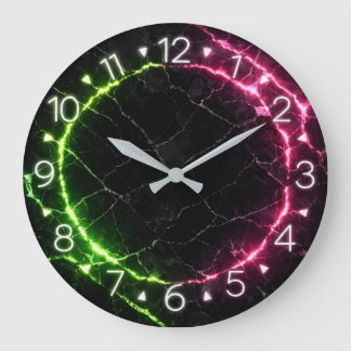 Grande Horloge Ronde Conception de cadran néon en marbre noir