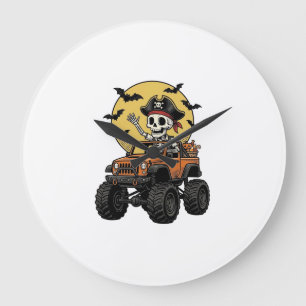 Grande Horloge Ronde Conception de camion monstre squelette pirate Hall