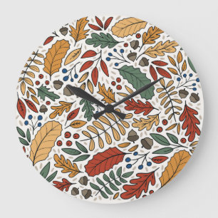 Grande Horloge Ronde Conception de Carré feuille couleur automne