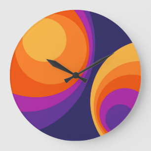 Grande Horloge Ronde Conception de cercles rétro colorés