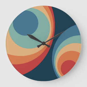 Grande Horloge Ronde Conception de cercles rétro colorés
