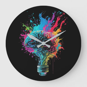 Grande Horloge Ronde Conception de cerveau avec explosion d'ampoule col