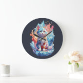Grande Horloge Ronde Conception de chat en cristal mignon Imaginaire (Maison)