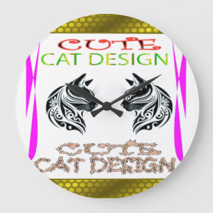 Grande Horloge Ronde Conception de chats