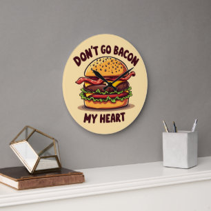 Grande Horloge Ronde Conception de cheeseburger amateur de bacon avec j