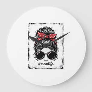 Grande Horloge Ronde Conception de chemise bandana Bun Messy Vintage Mo