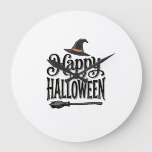 Grande Horloge Ronde Conception de chemise de chapeau de sorcière Hallo