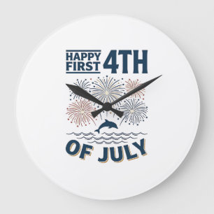 Grande Horloge Ronde Conception de chemise de feux d'artifice du 4 juil