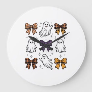 Grande Horloge Ronde Conception de chemise fantômes et noeuds Halloween