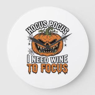 Grande Horloge Ronde Conception de chemise Halloween Citrouille de vin 
