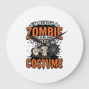 Grande Horloge Ronde Conception de chemise Halloween Costume Zombie Vin