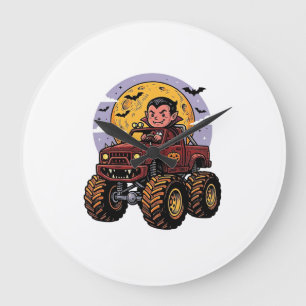 Grande Horloge Ronde Conception de chemise Halloween de camion monstre