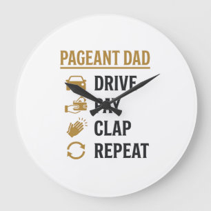 Grande Horloge Ronde Conception de chemise Pageant Dad Drive Pay Clap R