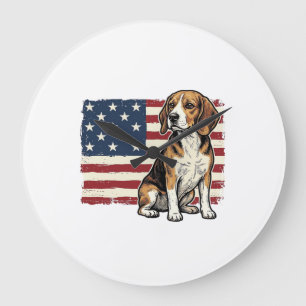 Grande Horloge Ronde Conception de chemise pour chien de drapeau patrio