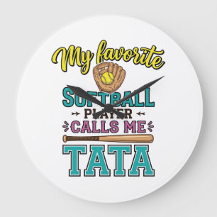 Grande Horloge Ronde Conception de chemise TATA Mon joueur de softball