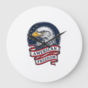Grande Horloge Ronde Conception de chemise vectorielle ruban patriotiqu