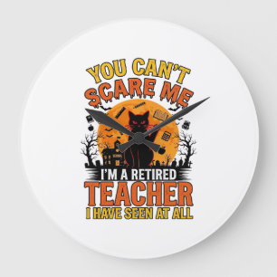 Grande Horloge Ronde Conception de chemise vintage de chat Halloween de