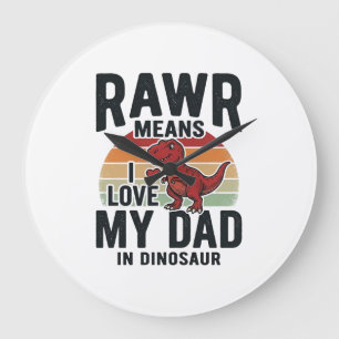 Grande Horloge Ronde Conception de chemise vintage Papa dinosaure drôle