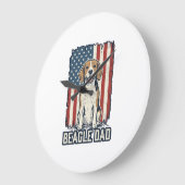 Grande Horloge Ronde Conception de chien de gravure vintage patriotique (Angle)