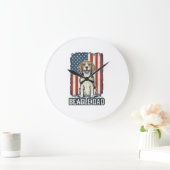 Grande Horloge Ronde Conception de chien de gravure vintage patriotique (Maison)
