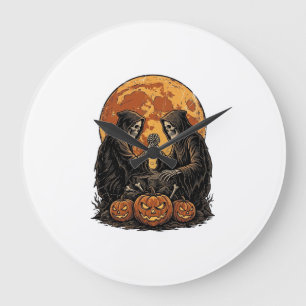 Grande Horloge Ronde Conception de citrouille de Halloween de faucheurs