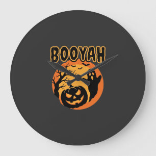 Grande Horloge Ronde Conception de citrouille fantôme Halloween Booyah